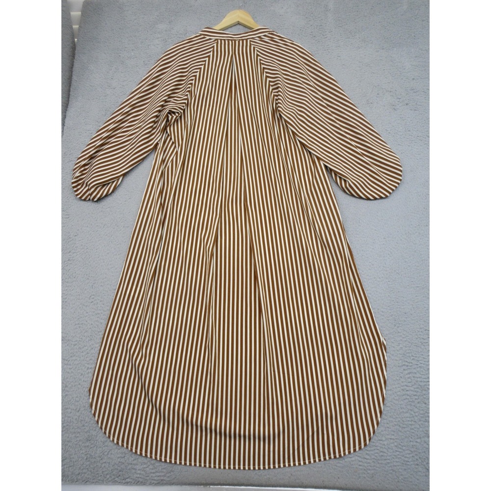 VICI Stripe Shirt Dress Women S Brown White Neutral Relaxed Capsule Quiet Luxury - Picture 4 of 16